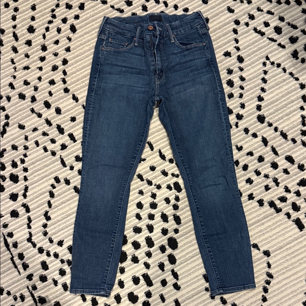 MOTHER The Looker Crop Dark Blue Skinny Jeans